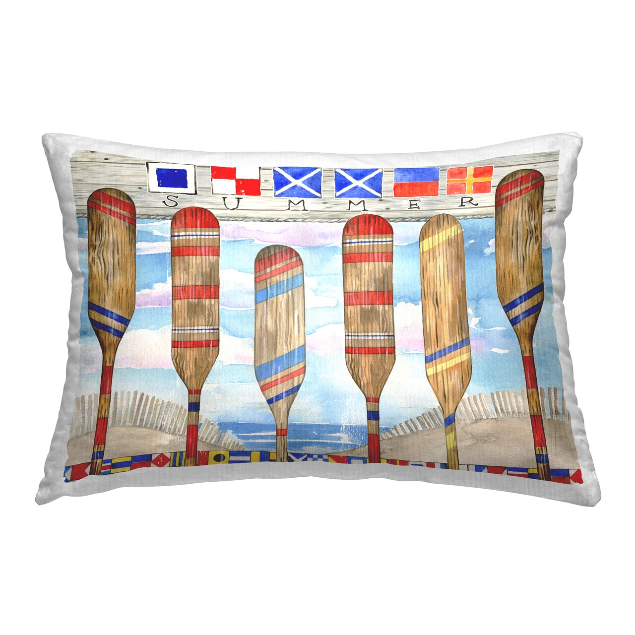Nautical Flags & Paddles Decorative Printed Throw Pillow Design by Ronnie Rooney, 14 x 7 x 20